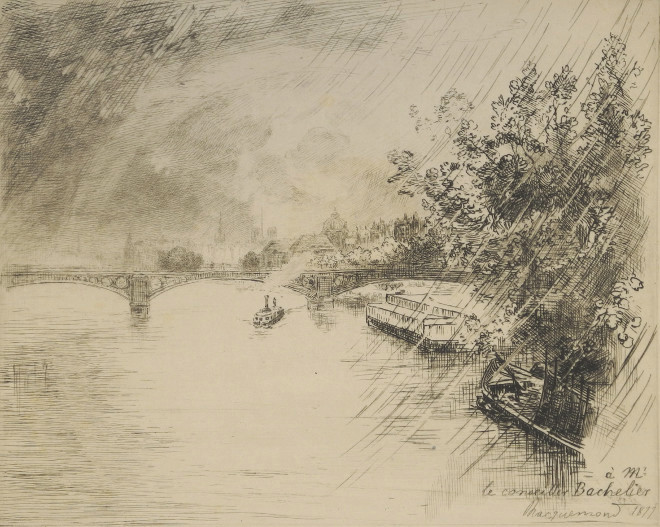 Félix Bracquemond, Vue du pont des Saints Pères