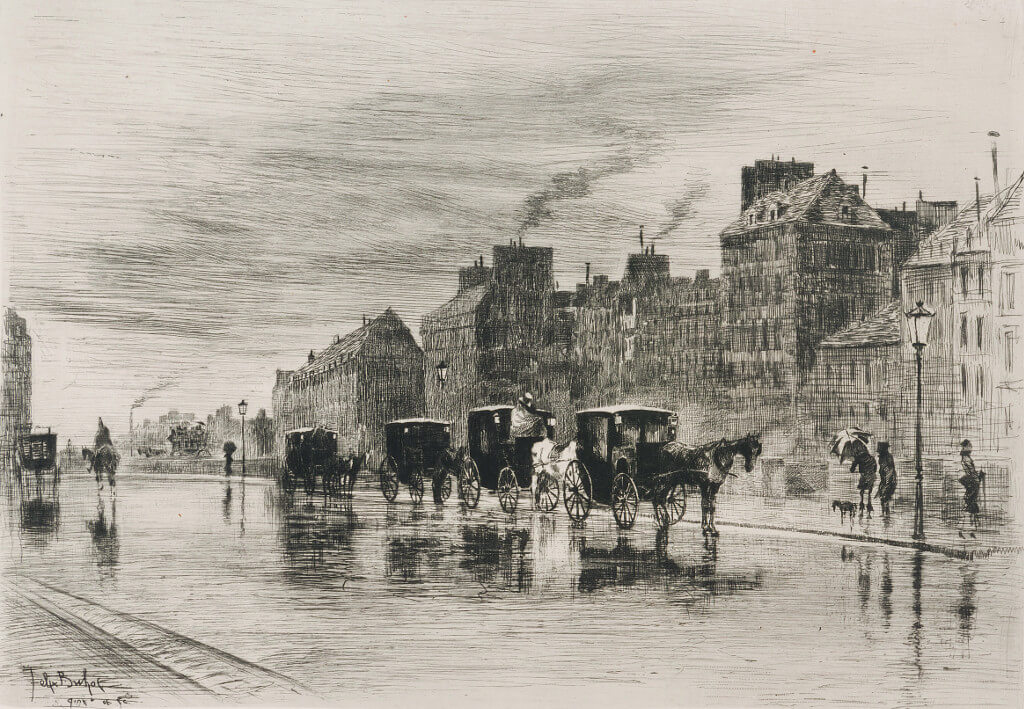 Félix Buhot, Une matinée d’hiver au quai de l’Hôtel-Dieu