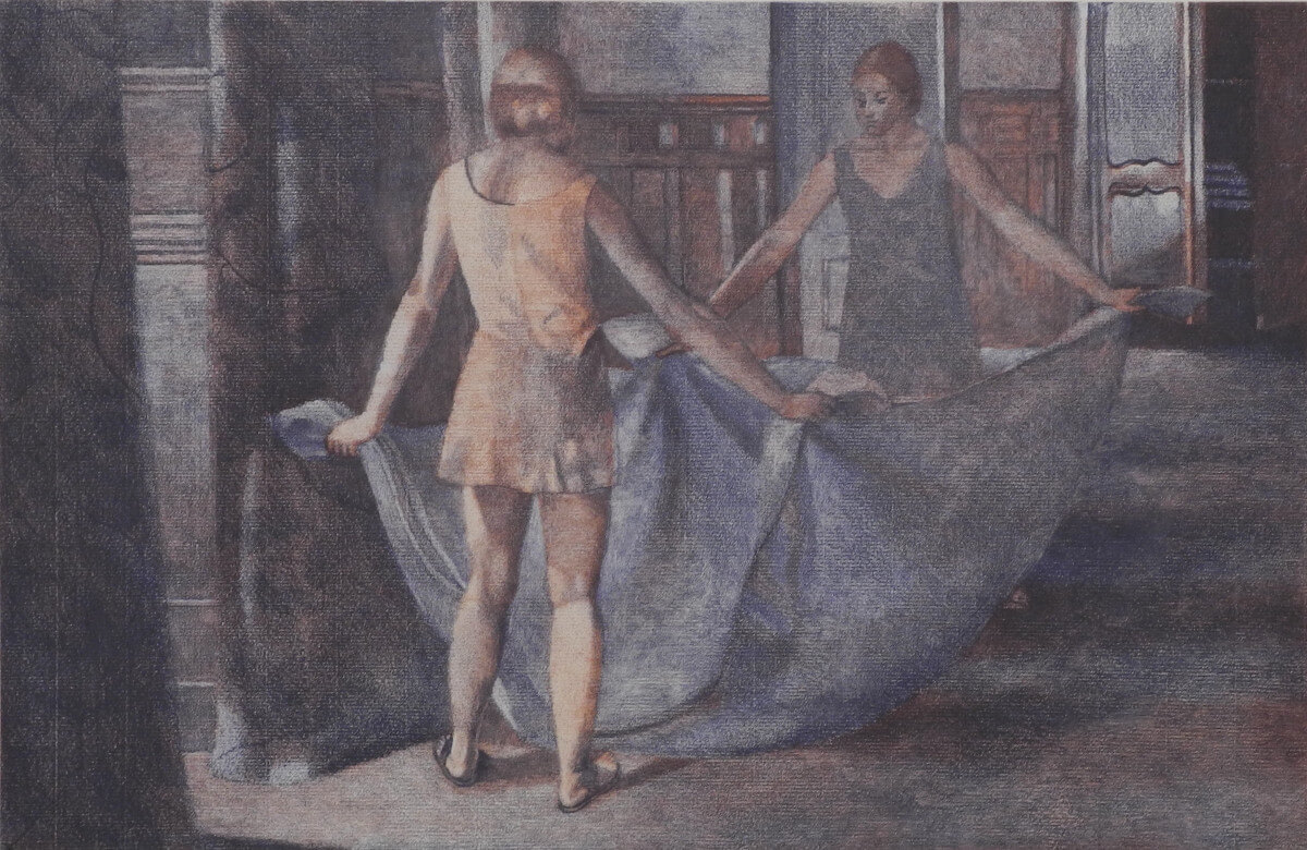 Philippe Lelièvre, Femme pliant des draps
